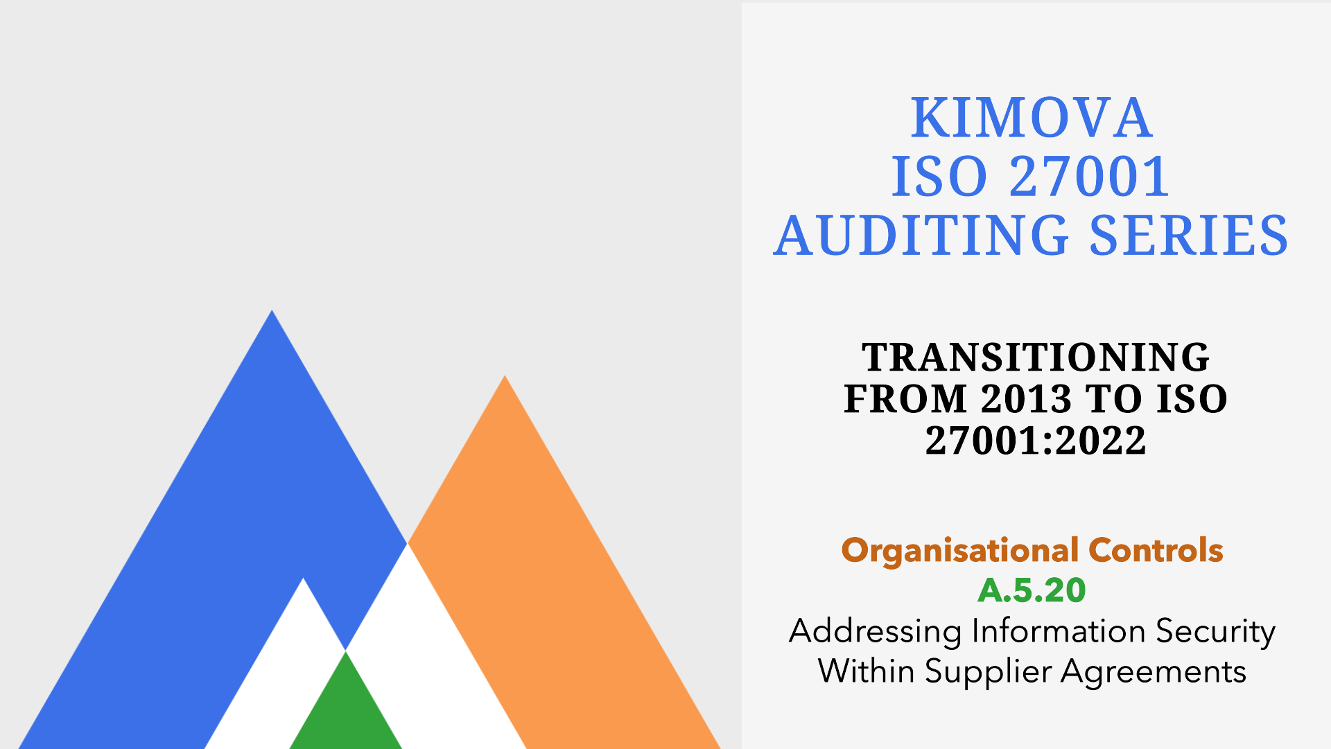 Changes in ISO 27001 Organization Control A.5.20 Addressing Information Security Within Supplier Agreements from 2013 to 2022 with [Kimova AI](https://kimova.ai)