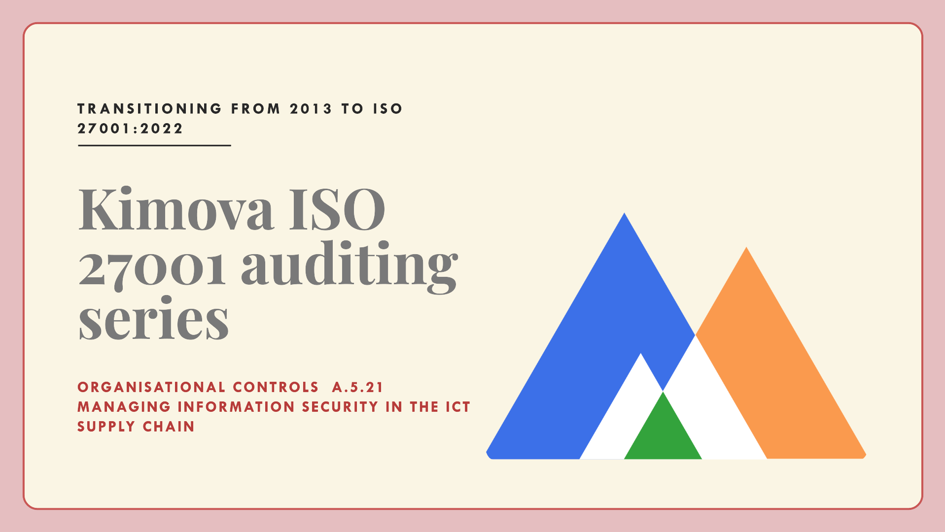 Changes in ISO 27001 Organization Control A.5.21 Managing Information Security in the ICT Supply Chain from 2013 to 2022 with [Kimova AI](https://kimova.ai)